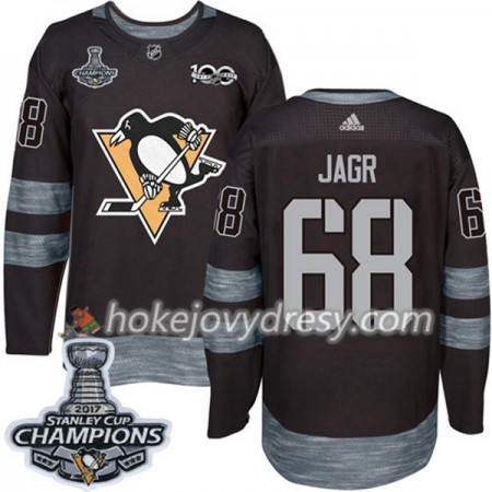 Pánské Hokejový Dres Pittsburgh Penguins Jaromir Jagr 68 1917-2017 100th Anniversary Adidas Černá 2017 Stanley Cup Champions Authentic
